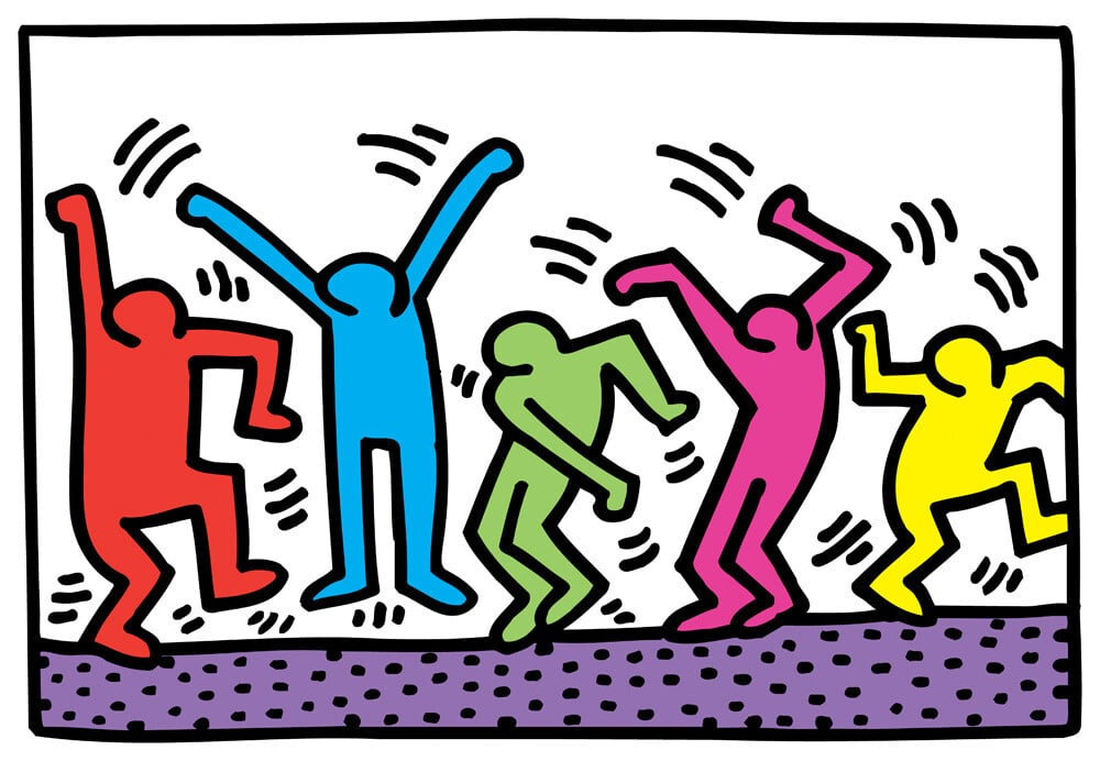 Keith Haring, Untitled (1982 - Dancing Figures). Found here: https://hotwallart.com/eight-of-keith-harings-most-popular-artworks-i-tell-you-wtf-they-mean/ 